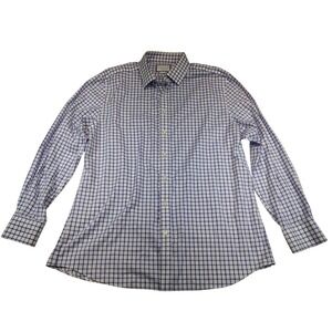 Charles Tyrwhitt Dress Shirt Mens 18 36/37 White Blue Check Slim Fit Non Iron